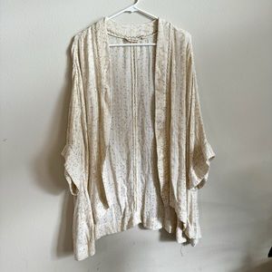Soft Surroundings Glamour Topper Sequin Kimono Cover up Cardigan Cotton 1X Cream